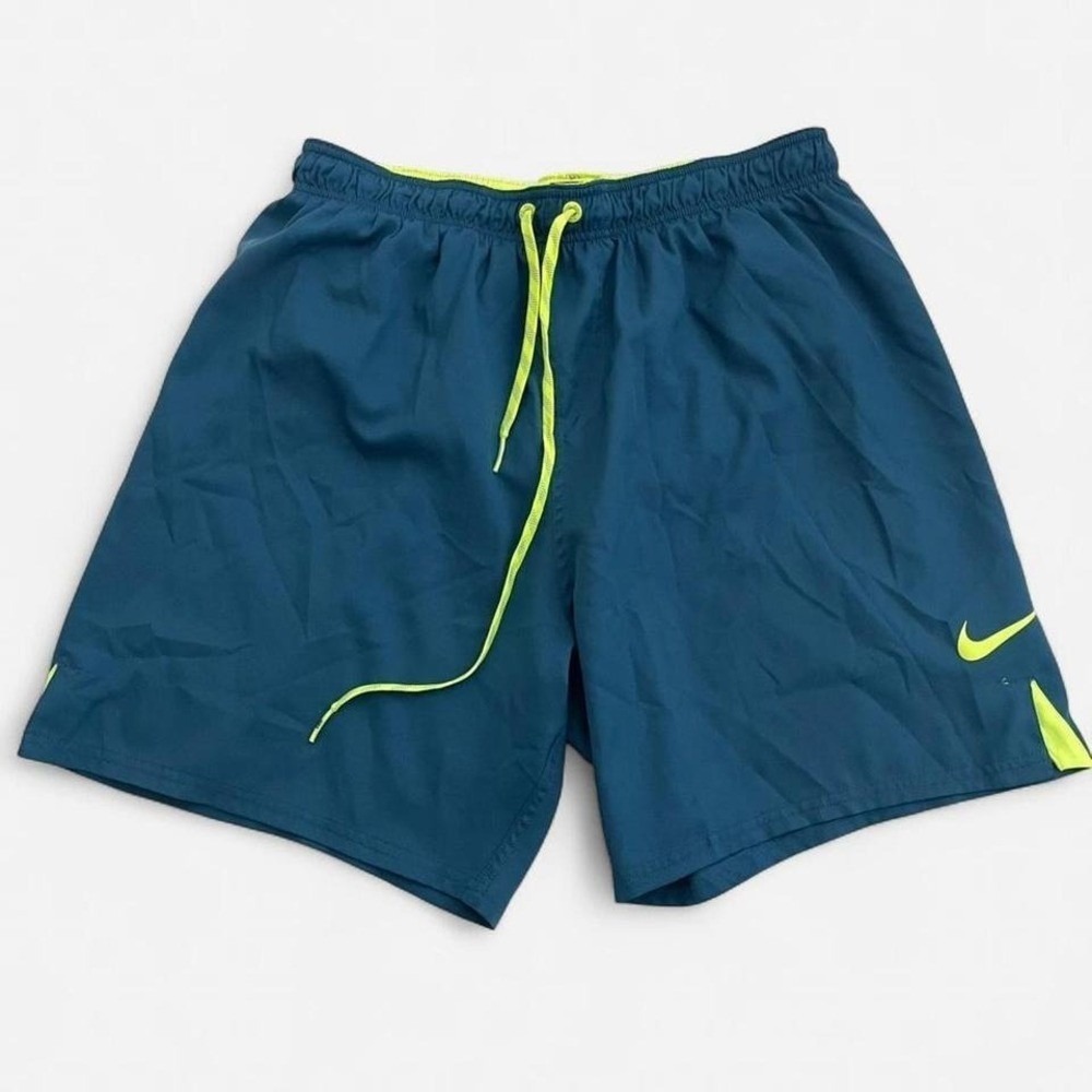 Nike Swim Trunks Boys XL Green Teal Athletic Swim Shorts Drawstring Mesh Liner